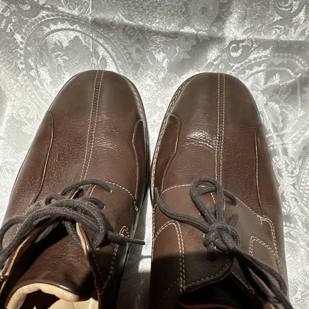 JOHNSTON & MURPHY Sheep Skin Leather Shoes Made In Brazil- Brown- Size 10.5